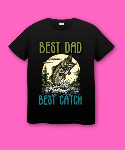 Best Dad Best Catch Fishin T-shirt for Fathers Day Plus Size Shirts