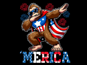 Bigfoot Dabbing 4th of July T-shirt Merica 93307410 1 Plus Size Shirts