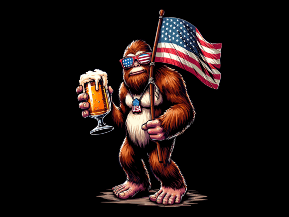 Bigfoot Holding Beer 4th of July T-shirt Shirt 93311236 2 Plus Size Shirts