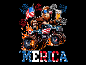 Bigfoot Riding Monster Truck 4th of July T-shirt 93314980 1 Plus Size Shirts