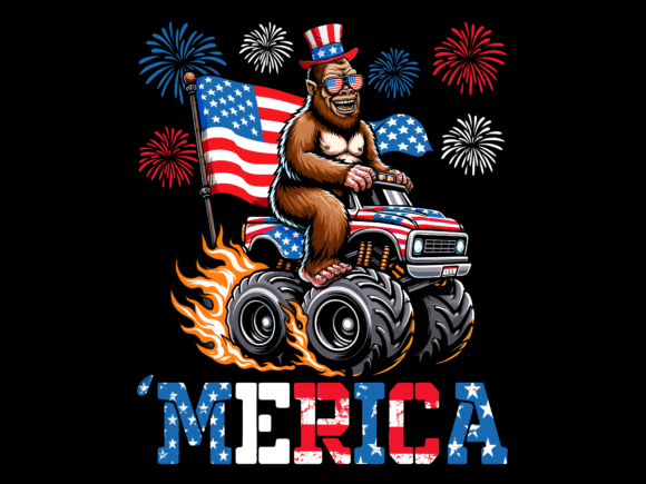 Bigfoot Riding Monster Truck 4th of July T-shirt 93315493 1 Plus Size Shirts