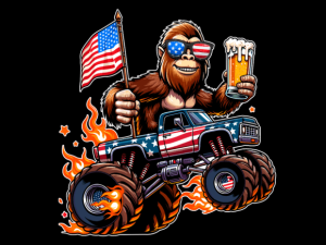 Bigfoot Riding Monster Truck 4th of July T-shirt 93379454 2 Plus Size Shirts