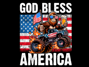 Bigfoot Riding Mostertruck God Bless 4th July T-shirt 93316106 1 Plus Size Shirts