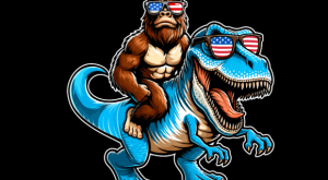 Bigfoot Riding T Rex 4th of July T-shirt 93316556 2 Plus Size Shirts