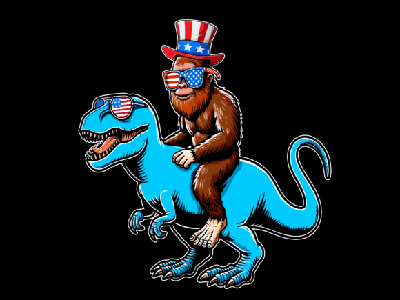 Bigfoot Riding T Rex 4th of July T-shirt 93377652 2 Plus Size Shirts