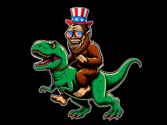 Bigfoot Riding T Rex 4th of July T-shirt 93377870 2 Plus Size Shirts