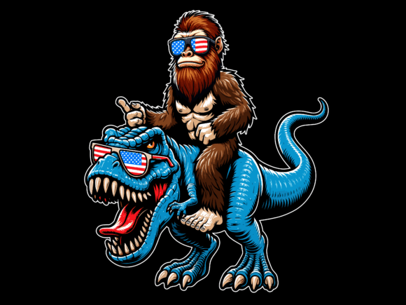 Bigfoot Riding T Rex 4th of July T-shirt 93380043 2 Plus Size Shirts