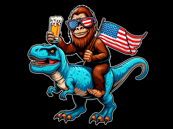 Bigfoot Riding T Rex 4th of July T-shirt 93380493 2 Plus Size Shirts