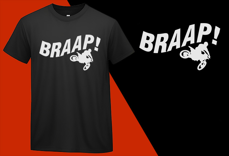 Braap Mens Cool Simple Motorcycle Biker Sportsbike Black Tee T-shirt Plus Size Shirts