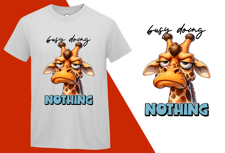 Busy doing Nothing Funny Giraffe Sarcastic Humor Black T-shirt Plus Size Shirts
