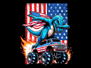 Dabbing T-Rex Riding Firework USA Flag 4th July T-shirt 93907203 1 Plus Size Shirts