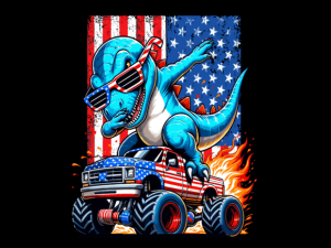 Dabbing T-Rex Riding Firework USA Flag 4th July T-shirt 93907463 1 Plus Size Shirts
