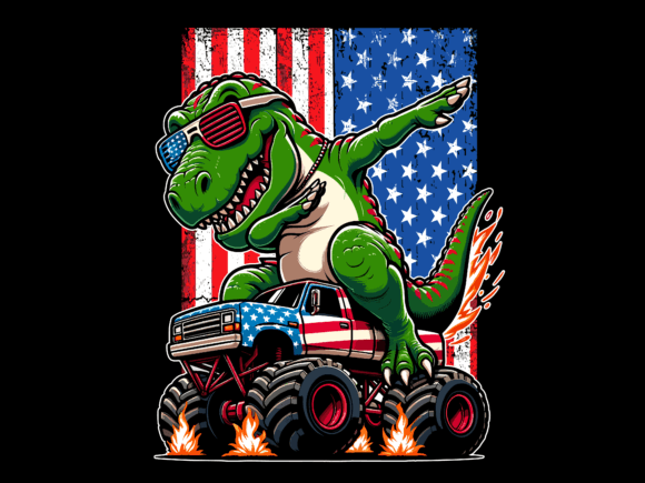 Dabbing T-Rex Riding Firework USA Flag 4th July T-shirt 93907627 1 Plus Size Shirts