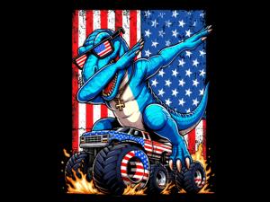 Dabbing T-Rex Riding Firework USA Flag 4th July T-shirt 93907956 1 Plus Size Shirts