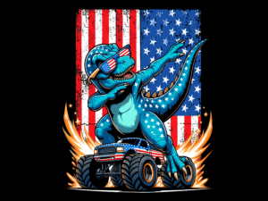 Dabbing T-Rex Riding Firework USA Flag 4th July T-shirt 93908307 1 Plus Size Shirts