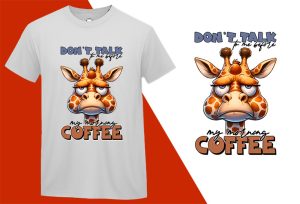 Don’t Talk to Me Before My Morning Coffee Funny Giraffe Sarcastic Humor Black T-shirt Plus Size Shirts