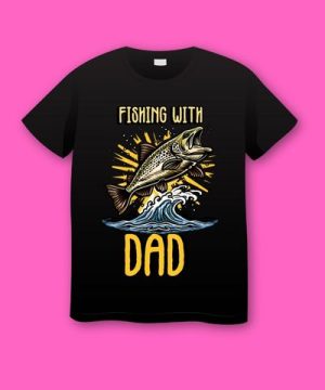Fishing with Dad Fish T-shirt for Fathers Day Plus Size Shirts