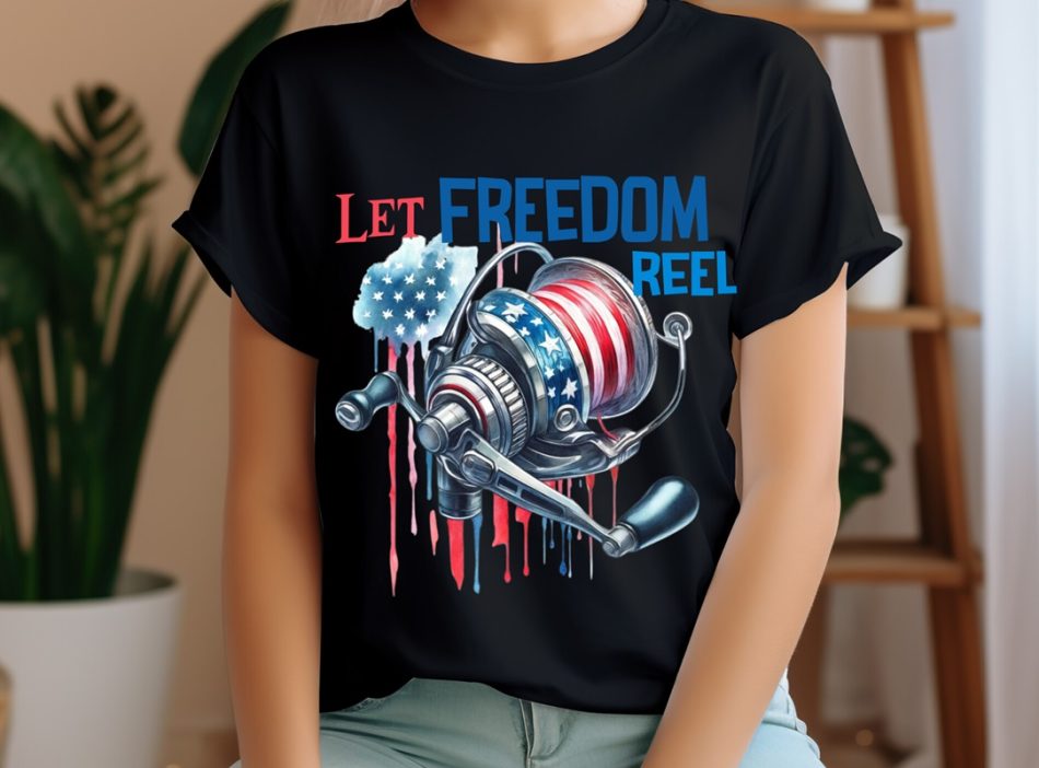Let Freedom Reel Fishing USA Flag 4 July American Independence Day Plus Size T-shirts