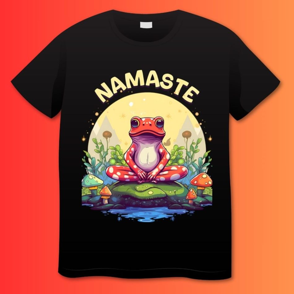 Meditating Frog Water Lily Plus Size Shirts