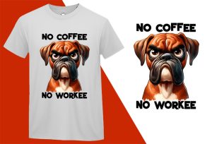 No Coffee No Workee Funny Dog Sarcastic Humor Black T-shirt Mockup Plus Size Shirts