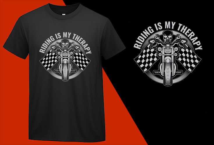 Riding is My Therapy Mens Cool Simple Motorcycle Biker Sportsbike T-shirt Plus Size Shirts