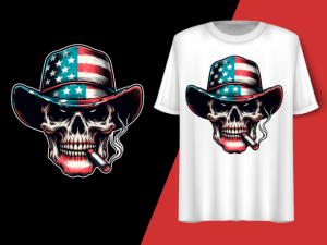 Skeleton Holding Cigarette American Flag 92689011 1 Plus Size Shirts