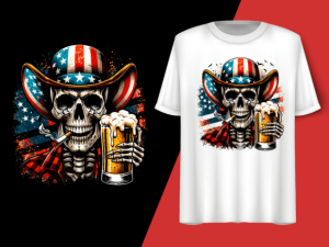 Skeleton Holding Cigarette and Beer T-shirt 92535852 1 Plus Size Shirts