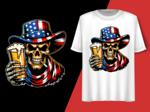 Skeleton Holding Cigarette and Beer T-shirt 92536210 1 Plus Size Shirts