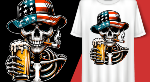 Skeleton Holding Cigarette and Beer T-shirt 92536610 1 Plus Size Shirts