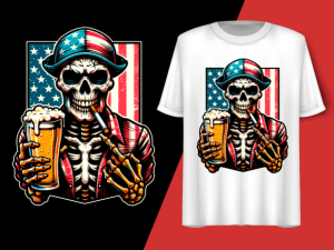 Skeleton Holding Cigarette and Beer T-shirt 92626243 1 Plus Size Shirts