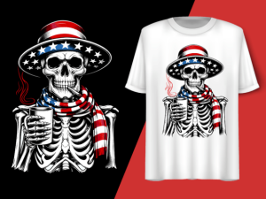 Skeleton Holding Coffee Smoking T-shirt 92689719 1 Plus Size Shirts