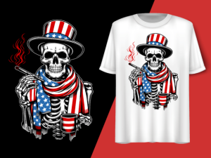 Skeleton Holding Coffee Smoking T-shirt 92689935 1 Plus Size Shirts