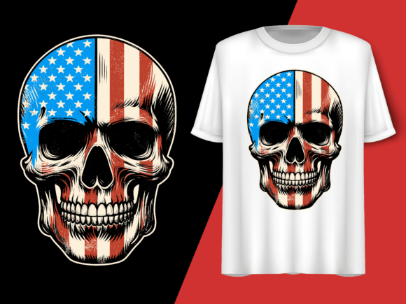 Skull American Flag 4th of July T-shirt 92712039 1 Plus Size Shirts