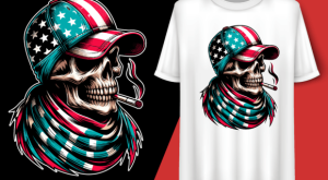 Skull Smoking American Flag 4th of July T-shirt 92715107 1 Plus Size Shirts