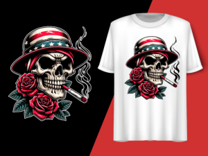 Skull Smoking American Flag 4th of July T-shirt 92715501 1 Plus Size Shirts
