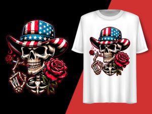 Skull Smoking American Flag 4th of July T-shirt 92716033 1 Plus Size Shirts