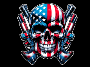 Skull with American Flag 4th of July T-shirt 90349853 2 Plus Size Shirts