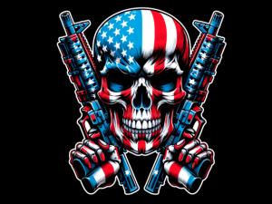 Skull with American Flag 4th of July T-shirt 90350379 2 Plus Size Shirts