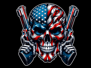 Skull with American Flag 4th of July T-shirt 90351121 2 Plus Size Shirts