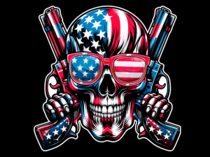 Skull with American Flag 4th of July T-shirt 90351565 2 Plus Size Shirts