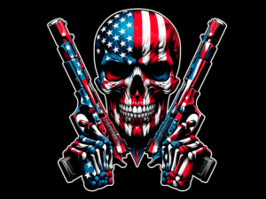 Skull with American Flag 4th of July T-shirt 90352163 2 Plus Size Shirts
