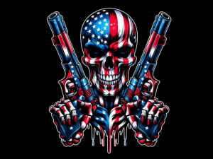 Skull with American Flag 4th of July T-shirt 90352587 2 Plus Size Shirts