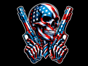 Skull with American Flag 4th of July T-shirt 90362531 2 Plus Size Shirts