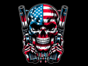 Skull with American Flag 4th of July T-shirt 90362988 2 Plus Size Shirts