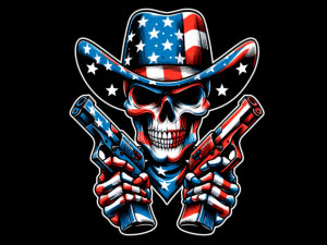 Skull with American Flag 4th of July T-shirt 90363360 2 Plus Size Shirts