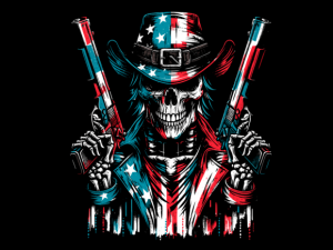 Skull with American Flag 4th of July T-shirt 90366130 2 Plus Size Shirts