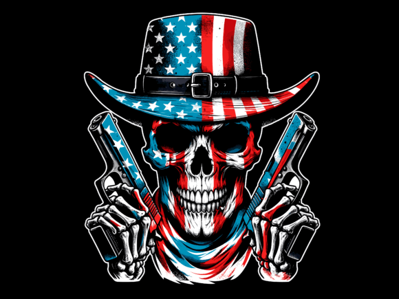 Skull with American Flag 4th of July T-shirt 90367102 2 Plus Size Shirts