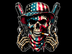 Skull with American Flag 4th of July T-shirt 90367466 2 Plus Size Shirts
