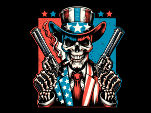 Skull with American Flag 4th of July T-shirt 90367789 2 Plus Size Shirts