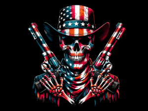 Skull with American Flag 4th of July T-shirt 90368169 2 Plus Size Shirts